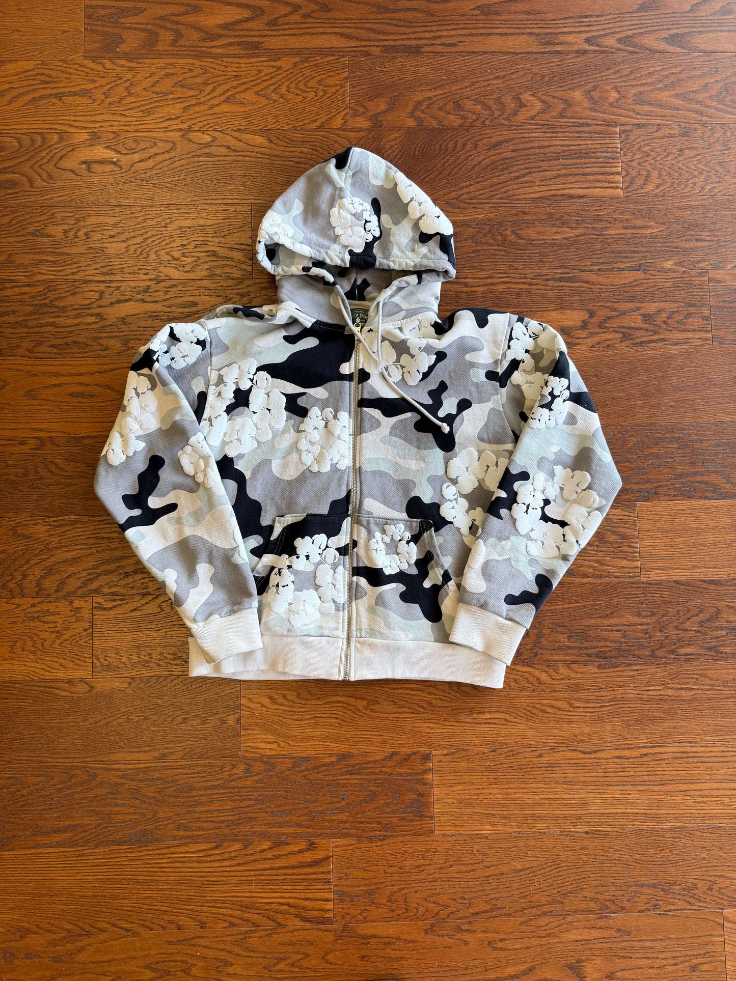 Denim Tear Zip Up Hoodie - Size L